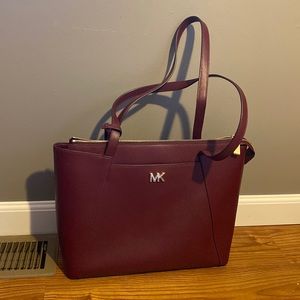 Burgundy Michael Kors Maddie Leather tote